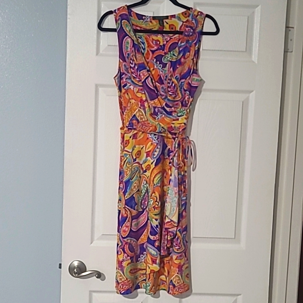 LAUREN Ralph Lauren sleeveless crossover tie dress size M